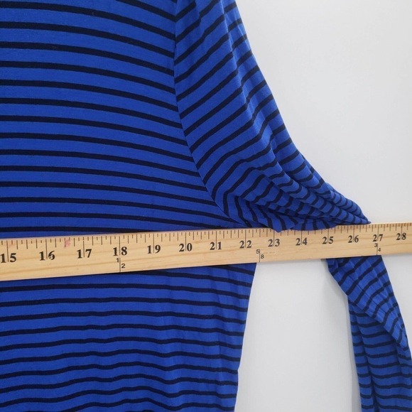 Vince Camuto Striped Cropped Knit Top Womens XL Blue Black Long Sleeve Shirt - Picture 6 of 10